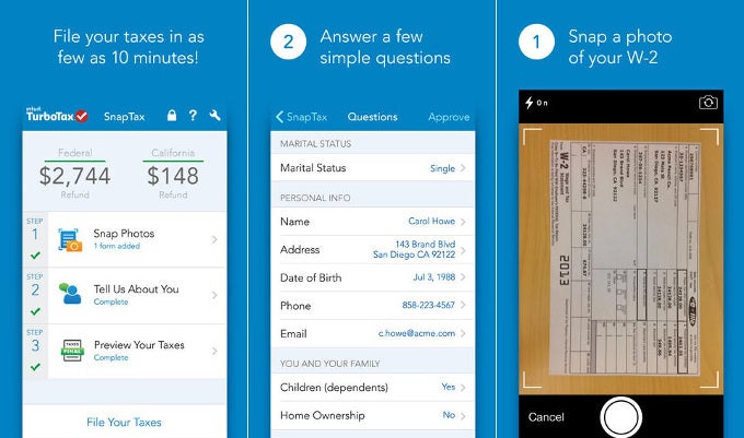 It's tax season: you can file yours via the TurboTax SnapTax Android and iOS app