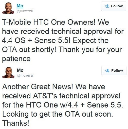 HTC One KitKat update for AT&amp;T and T-Mobile approved, UPDATE: T-Mobile OTA beginning