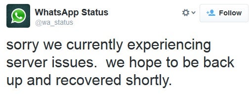 WhatsApp experiencing server issues, UPDATE: messaging services restored
