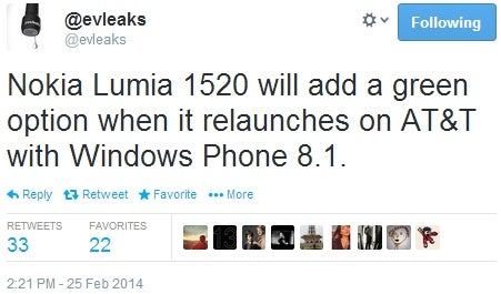 Nokia Lumia 1520 to be re-launched by AT&amp;T with Windows Phone 8.1 and a &quot;green option&quot;