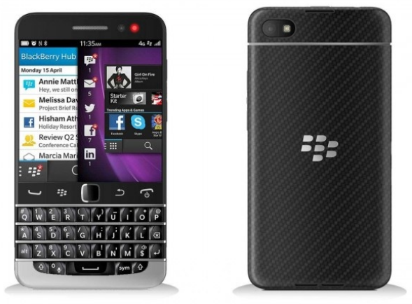 Image of the BlackBerry Q20, note the TrackPad and function keys - Categorizing BlackBerry&#039;s new handsets; image of BlackBerry Q20 appears