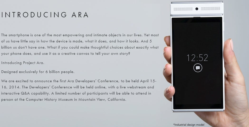 Google's Project Ara is "designed exclusively for 6 billion people", Ara Developers Conference scheduled for April
