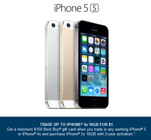 Get the Apple iPhone 5s from Best Buy for $1 today and tomorrow - Get the Apple iPhone 5s for $1 today and tomorrow from Best Buy