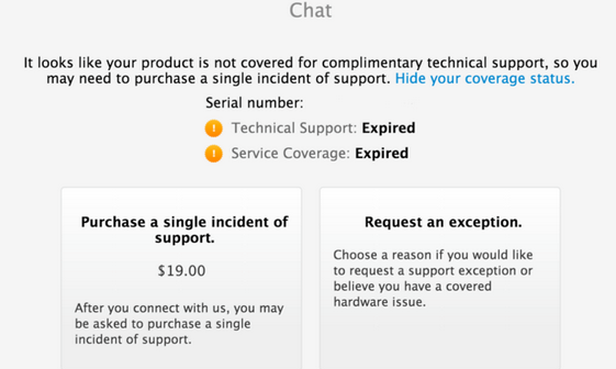 Apple will start charging for online chat support for devices out of warranty - Apple to offer paid chat for devices out of warranty as soon as next week?