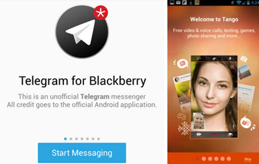 Telegram and Tango are now available in BlackBerry World, both ported over from Android - Cross platform messaging apps Tango and Telegram hit BlackBerry World, ported from Android