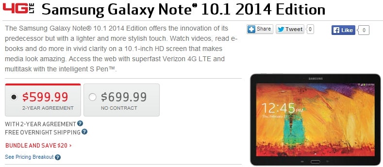 Verizon now sells the Samsung Galaxy Note 10.1 2014, offers Google&#039;s Nexus 7 2013 for $49.99 on contract