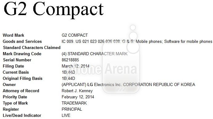 LG wants to trademark the "G2 Compact" name