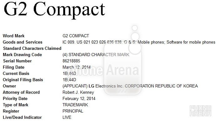 LG wants to trademark the &quot;G2 Compact&quot; name