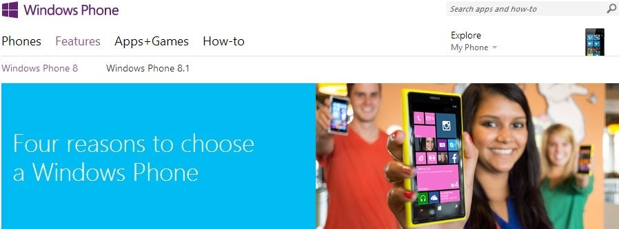 Microsoft almost lists Windows Phone 8.1&#039;s features on its website