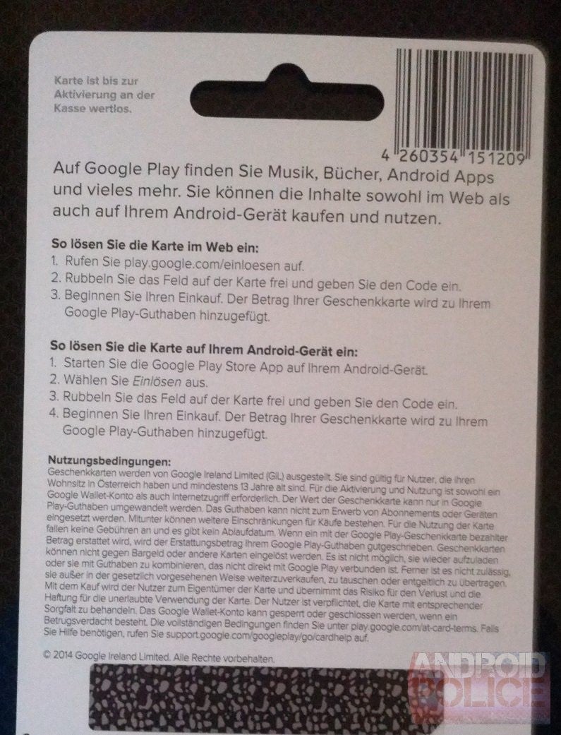 Google Play Gift Cards stealthily sneak into Austria