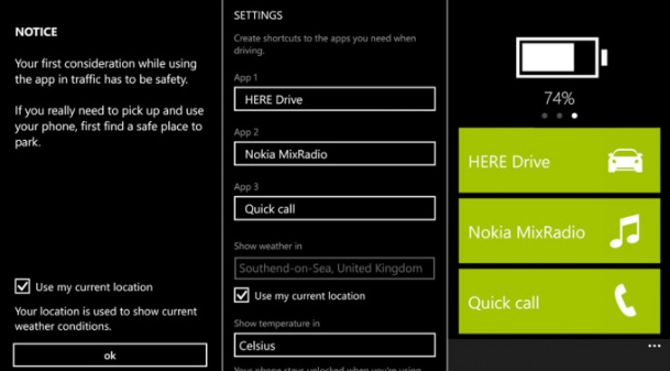 Nokia Car App allows you to open your favorite app while driving using big, easy to read links - Nokia&#039;s new Car App lets you open your apps more easily and safely while driving
