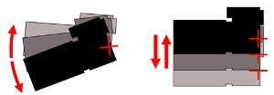 Angular camera shake (left); Shift camera shake (right) - OIS (LG G2) vs. OIS+ (LG G Pro 2): video comparison