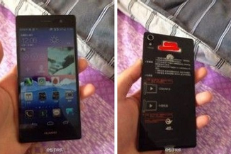 The front (L) and back of the unannounced Huawei Ascend P7 are preserved for posterity with these photos - Huawei Ascend P7 smiles for the camera