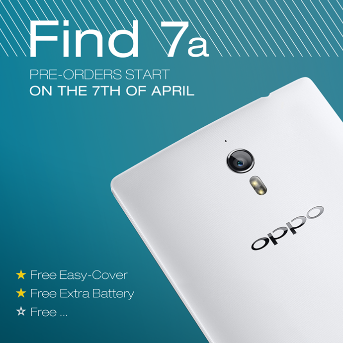 Oppo Find 7a will be offered with a free extra battery and free Easy Style cover (only in the pre-sale period)