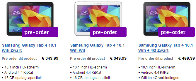 Samsung's new Galaxy Tab 4 slates priced from €199 in Europe