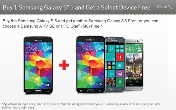 Verizon now taking pre-orders for the Samsung Galaxy S5 with BOGO