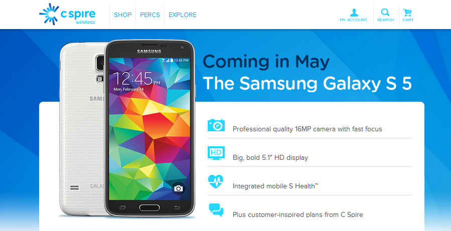 C Spire will release the Samsung Galaxy S5 in May - C Spire to release the Samsung Galaxy S5 next month