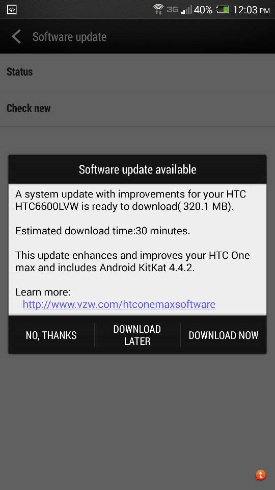 HTC One max receives Android 4.4.2 KitKat - Verizon HTC One max is now receiving Android 4.4.2 KitKat