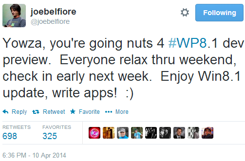 Joe Belfiore: Windows Phone 8.1 developer preview is coming next week