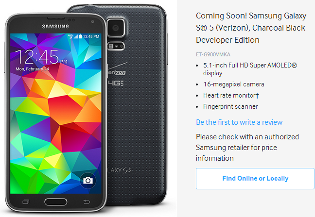 Samsung Galaxy S5 Developer Edition to be launched by Verizon