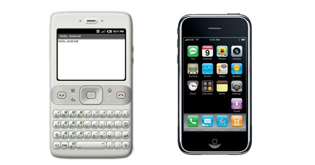 On the left, a render of an Android phone from Google&#039;s initial SDK - Did you know that ​before the iPhone was announced Android did not support touchscreen input?