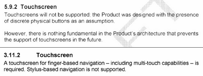 Leaked documents reveal that Google changed its mind about touchscreen support on Android (on top is the 2006 draft is above, below it - the 2007 version - Did you know that ​before the iPhone was announced Android did not support touchscreen input?