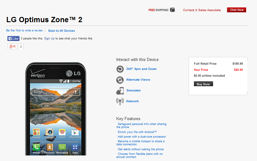 The LG Zone 2 runs on Android 4.4 - Verizon offering sequels to two pre-paid models from LG