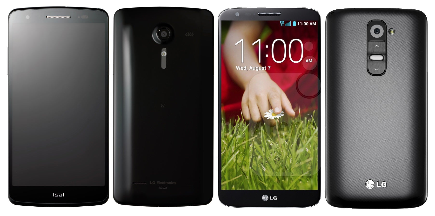 Close relatives - the LG Isai (2013) on the left, and the LG G2 (on the right) - Leaked LG Isai photo may give us the first clues about LG G3&#039;s design