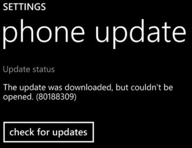 Some Windows Phone 8 models will not allow users to update their phone with the Windows Phone 8.1 Developer Preview - Microsoft to send out update to fix 80188309 error that prevents Windows Phone 8 users from updating