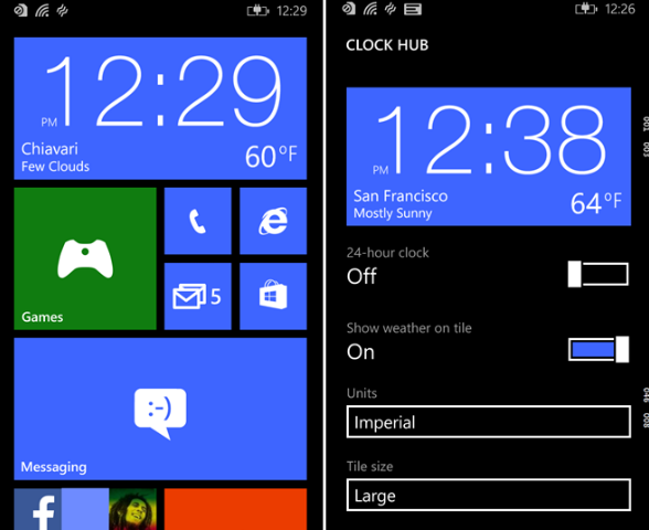 Pin Clock Hub to a Live Tile on your Windows Phone 8.1 powered handset - Check the weather using Clock Hub on Windows Phone 8.1