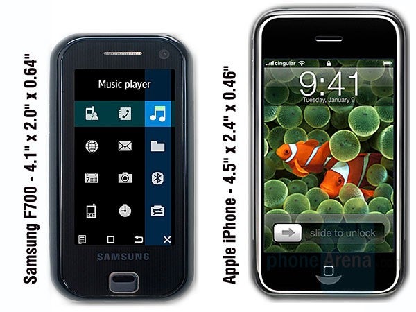 Samsung F700 VS iPhone (size comparison) - Samsung announces iPhone rival - F700 is 5-megapixel beast