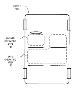 Diagram reveals the area of the car that would be deemed unsafe - Apple patent for the iPhone could end texting while driving