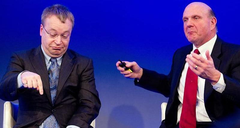Nokia ex-CEO Stephen Elop (left) and Microsoft ex-CEO Steven Ballmer (right) - All your base are belong to us: Nokia is now Microsoft