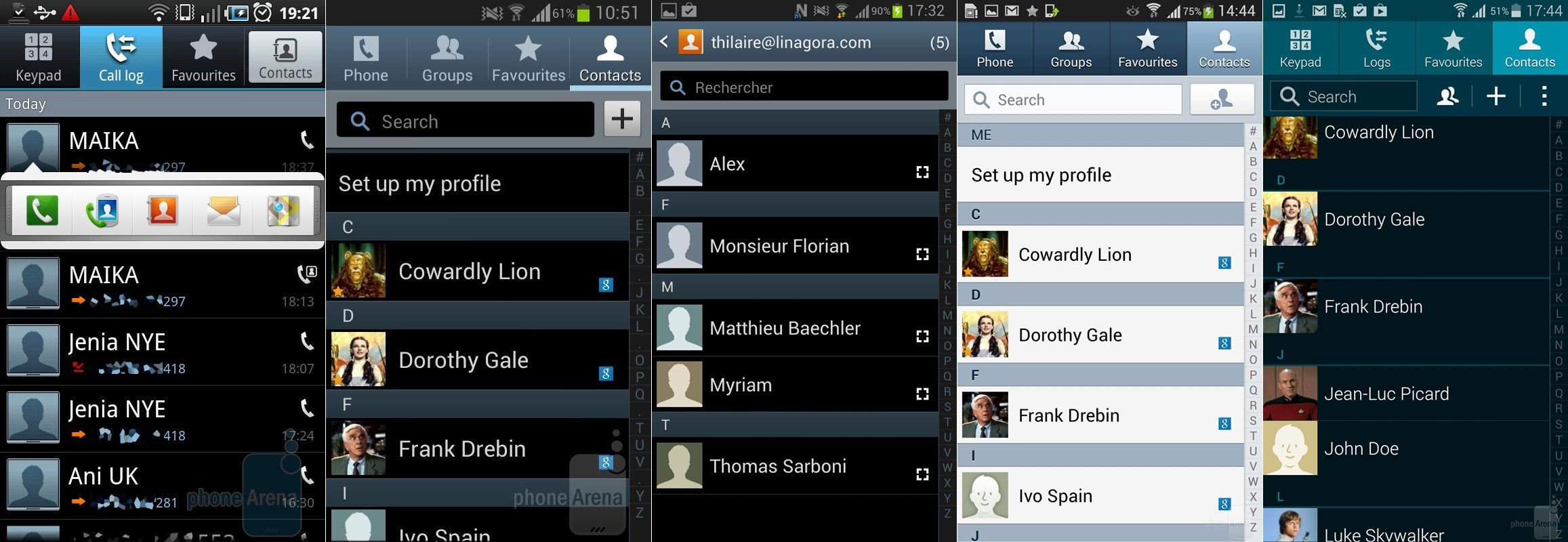 From left to right are the Galaxy S, S II, S III, S4, and S5. - The evolution of TouchWiz: 5 years of change