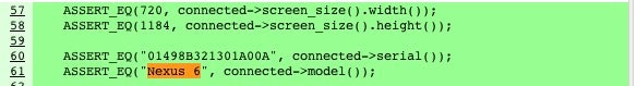 Nexus 6 and Nexus 8 names appear in Chromium code