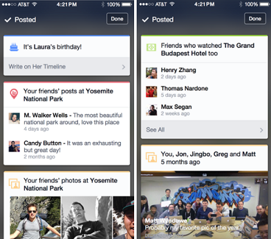 Color coded cards are being tested on the iOS version of Facebook - Facebook testing Google Now-style cards for its iOS app