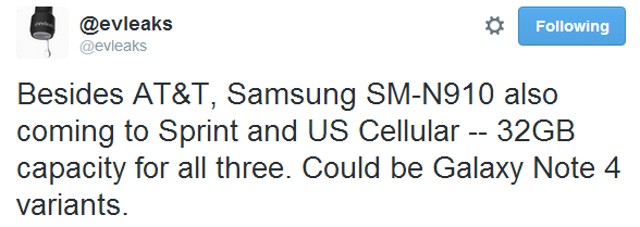 Samsung SM-N910 (possibly a Galaxy Note 4 variant) to be released by Sprint and U.S. Cellular