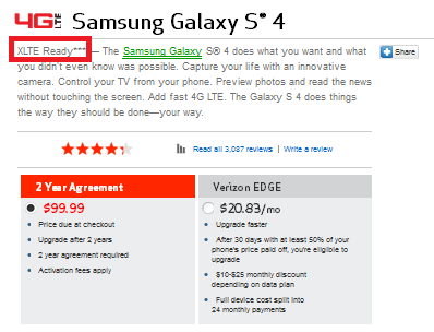 Verizon&#039;s phone listings now show models that are XLTE ready - Verizon announces its new XLTE service that combines 700MHz and AWS spectrum