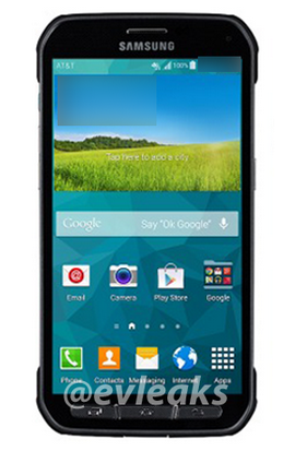 Press render of the Samsung Galaxy S5 Active - Leaked press render of the Samsung Galaxy S5 Active shows the AT&T version of the device