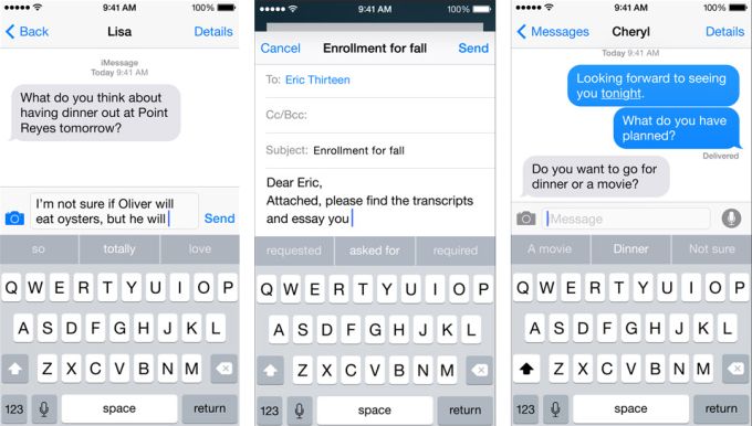 The new QuickType keyboard borrows a page from Android with word suggestions, and goes farther still. - iOS 8 is now official, marks a decisive step forward towards a more open Apple