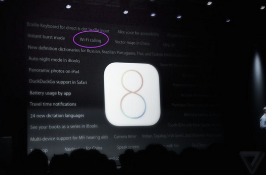 Screenshot from WWDC reveals Wi-Fi calling for iOS 8 - Wi-Fi calling included in iOS 8