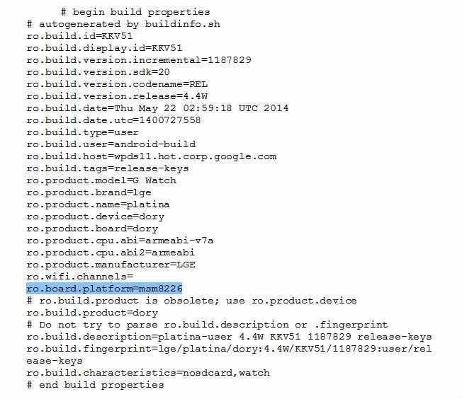 Does the LG G Watch have a Snapdragon 400 inside?