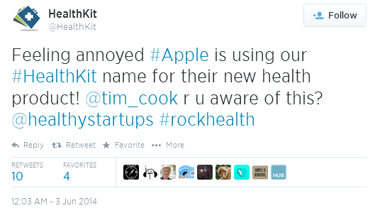 Australian start-up tweets Apple about the use of its name for an app - Australian start-up named HealthKit &quot;annoyed&quot; at Apple for using its name