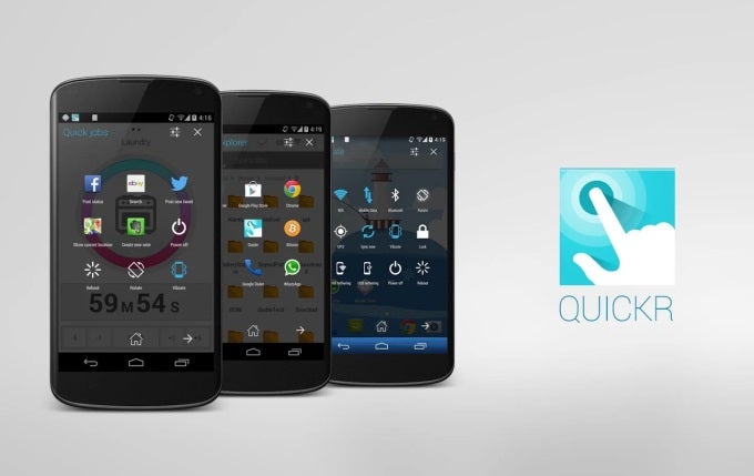 Quickr gives you four slide-able panels to fill with shortcuts and automated actions