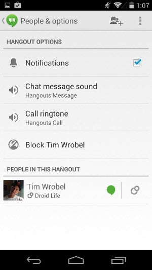 Hangouts for Android now allows you to set custom ringtones and notification sounds