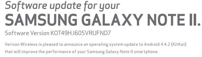Samsung Galaxy Note II for Verizon gets its Android 4.4.2 KitKat update today