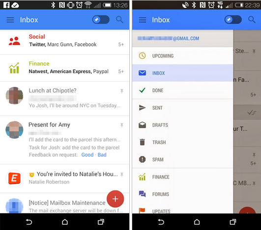 Leaked screenshots showing new look of the Android Gmail app - Google plans on changing Android's design?