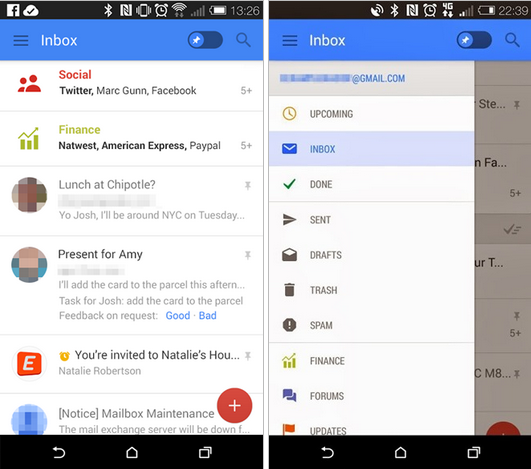 Leaked screenshots showing new look of the Android Gmail app - Google plans on changing Android&#039;s design?