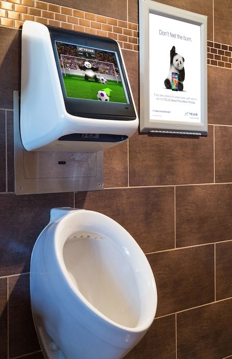 So, what might your score be after a few beers? - TELUS wants you to participate in the World Cup action, even in the bathroom