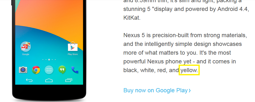 Looks like the Nexus 5 will soon be available in yellow - Yellow could be the next color for the Nexus 5